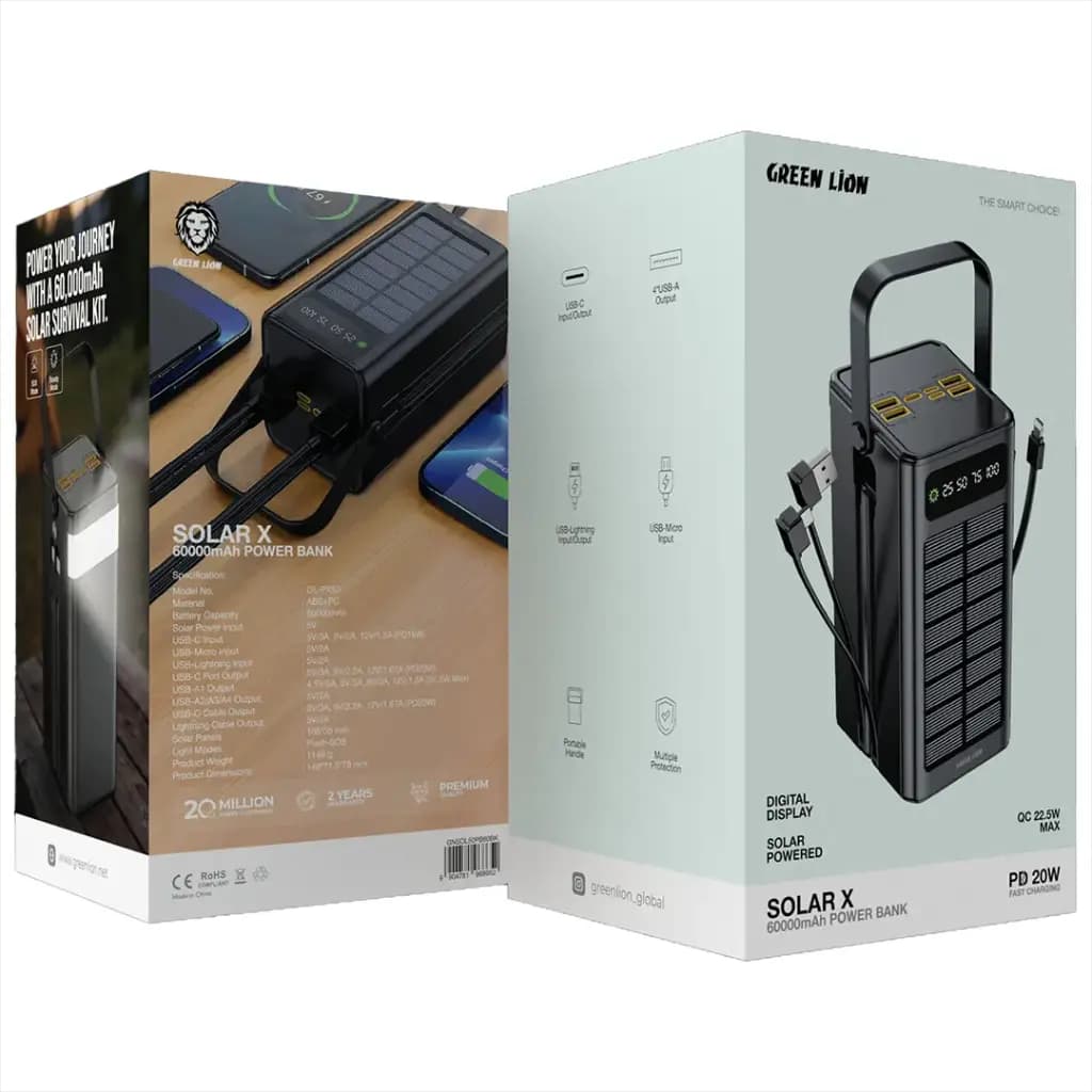 پاوربانک خورشیدی 20 وات 60000 گرین لاین Green Lion Solar X — تصویر ۹