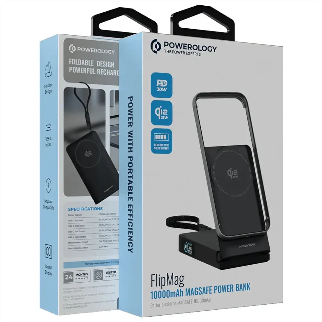 پاوربانک مگ سیف 25 وات 10000 پاورولوژی Powerology FlipMag 10000mAh Magsafe — تصویر ۶