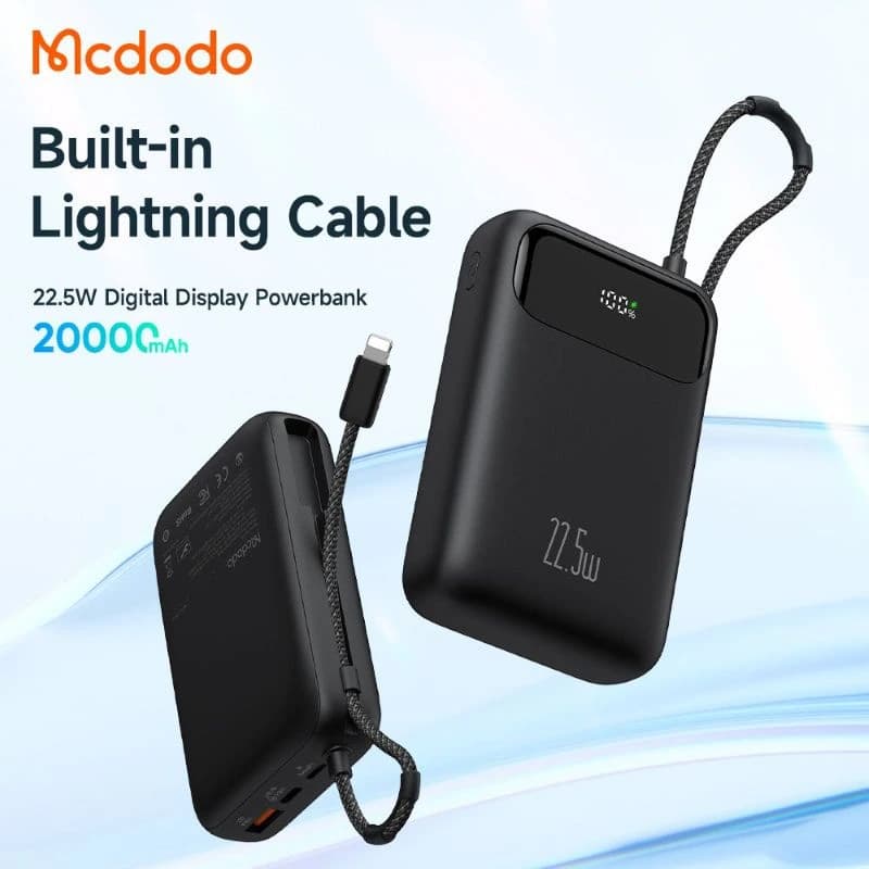 پاوربانک 22.5 وات 20000 با کابل لایتنینگ مک دودو Mcdodo With Lightning Cable MC-3710 — تصویر ۸