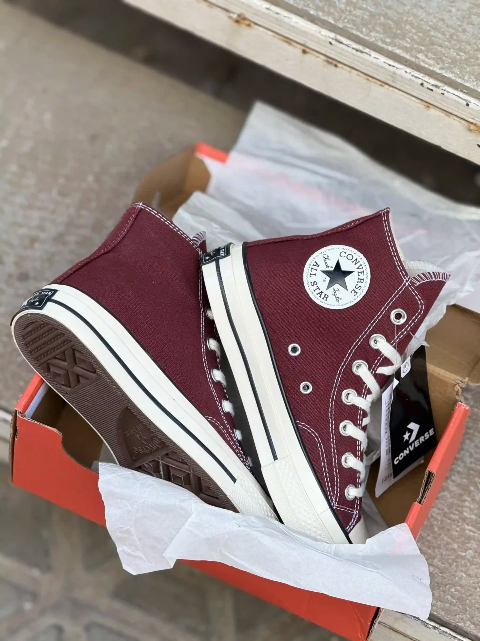 کانورس ساقدار زرشکی (شرابی) – Converse Chuck 70 high burgundy (wine) — تصویر ۶