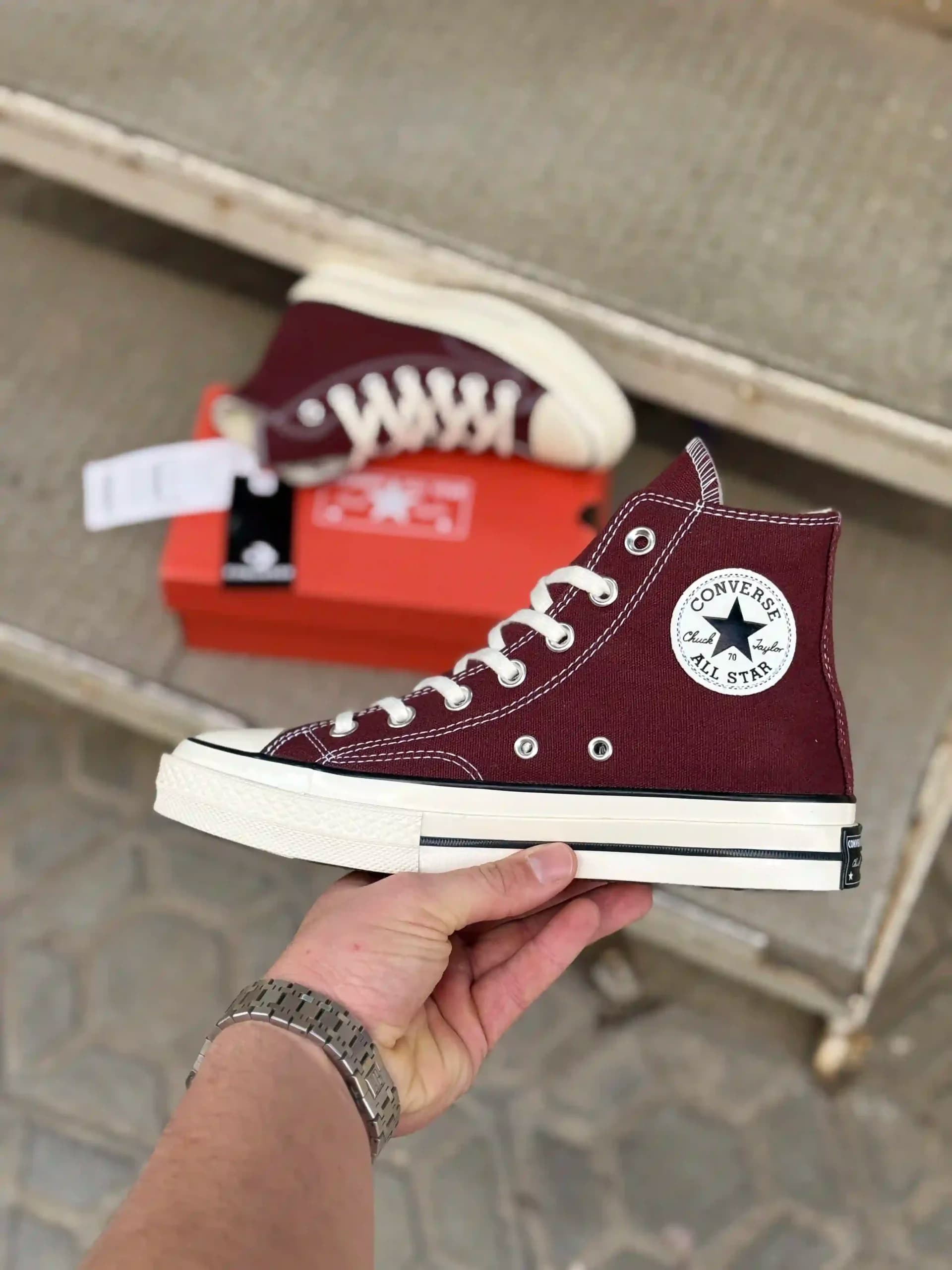کانورس ساقدار زرشکی (شرابی) – Converse Chuck 70 high burgundy (wine) — تصویر ۸