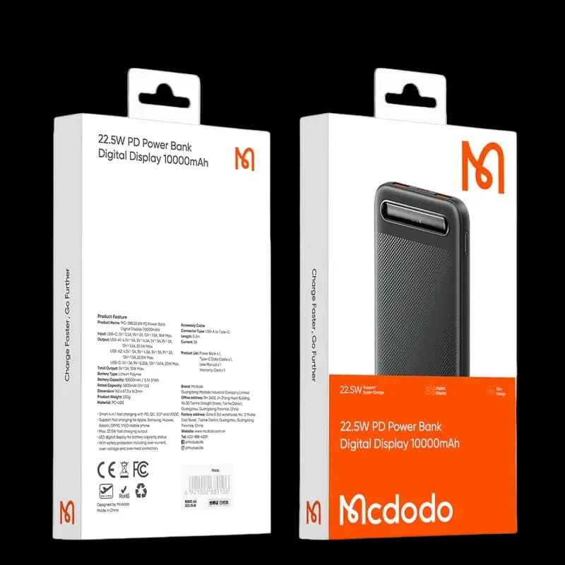 پاوربانک 22.5 وات ظرفیت 20000 مک دودو مدل MCDODO Digital Display MC-389 — تصویر ۵