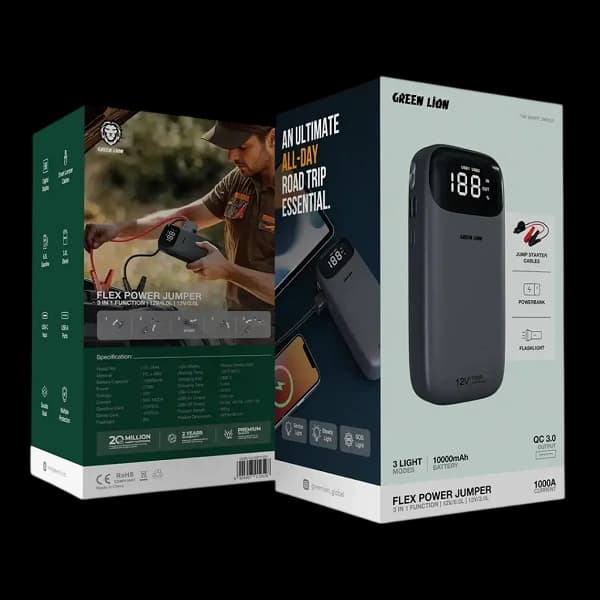 جامپ استارتر و پاوربانک گرین لاین Green Lion Flex Jumper and Power Bank GNFLXJUMP10GY — تصویر ۵