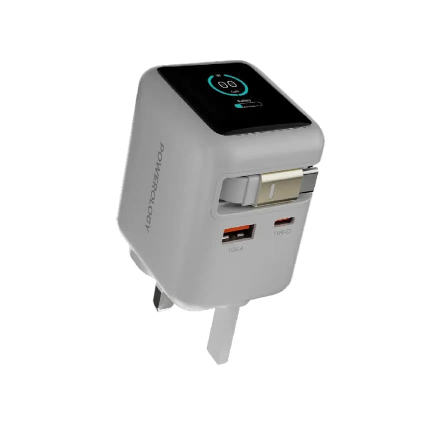 آداپتور شارژ 70 وات هوشمند پاورولوژی Powerology Halo Dual-Port GaN Charger PWCUQC051 — تصویر ۴
