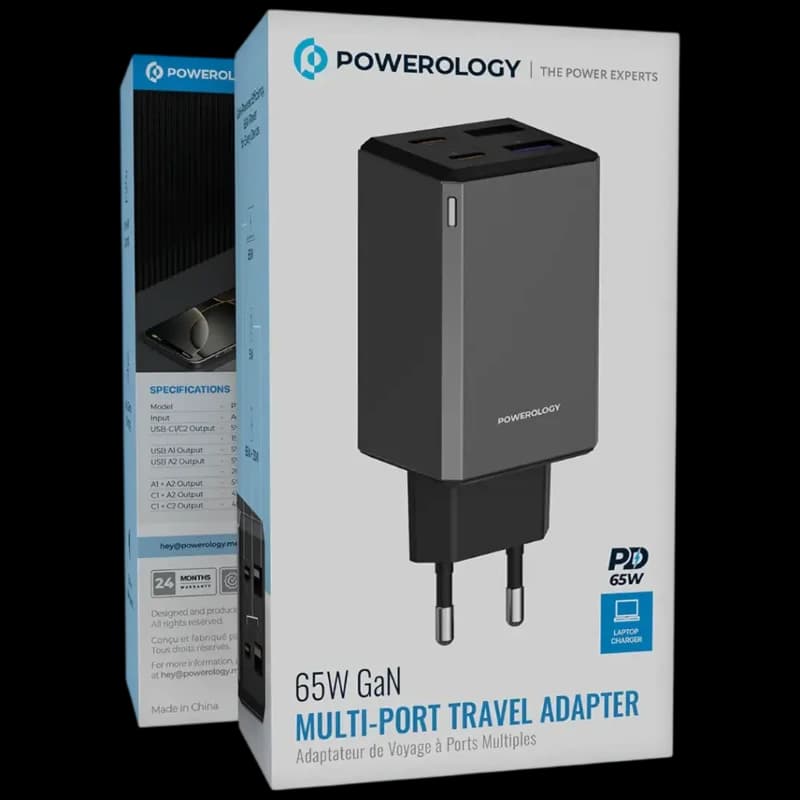 آداپتور شارژ 65W پاورولوژی Powerology 65W GaN Multi-Port Adapter PWCUQC064 — تصویر ۳