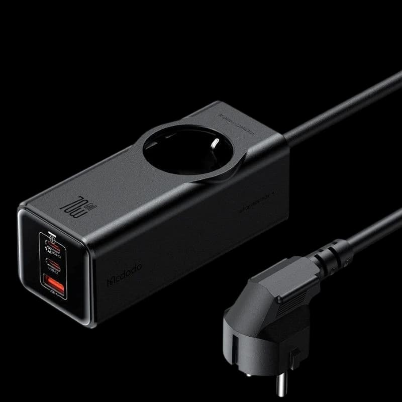 آداپتور شارژ و چند راهی محافظ برق 70 وات مک دودو Mcdodo GaN CH-4620 — تصویر ۳
