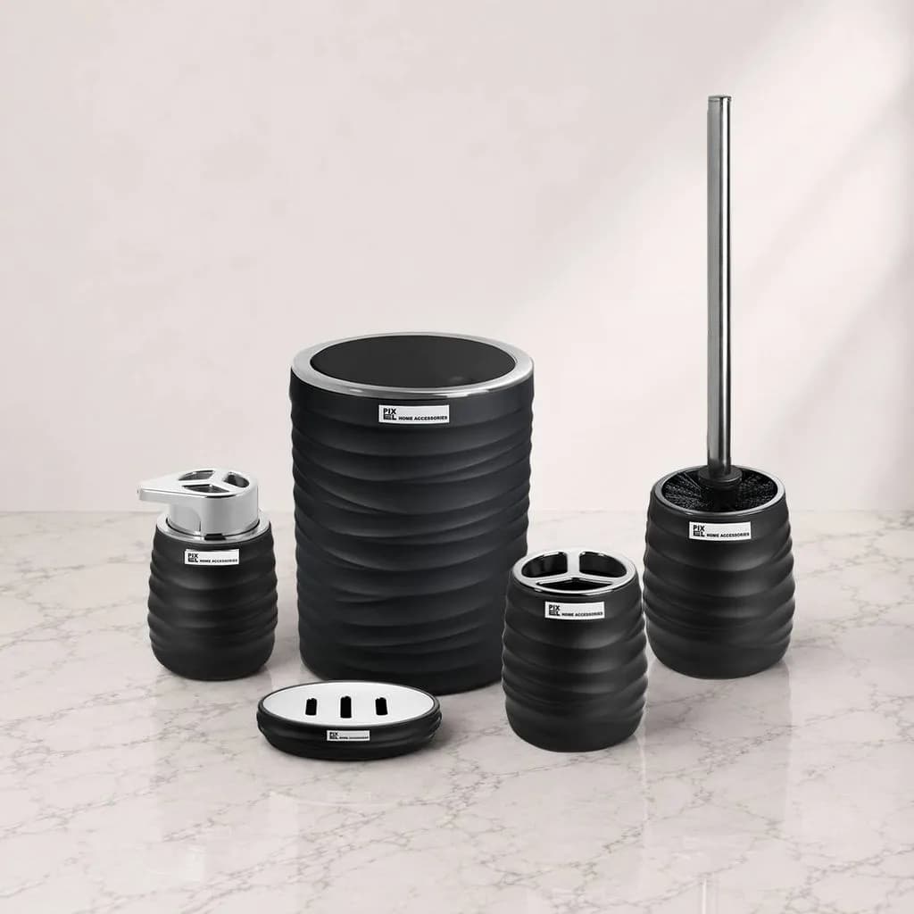 ست سرویس بهداشتی 5 پارچه مشکی پیکسل