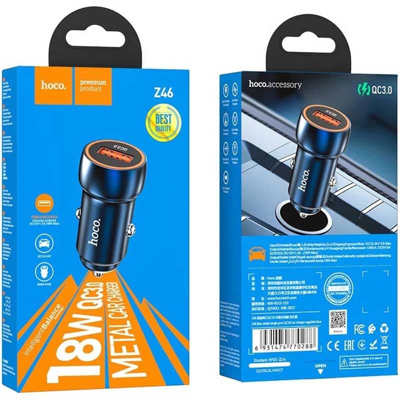 شارژر فندکی هوکو Z46 USB QC3.0 18W کد 6554 — تصویر ۲
