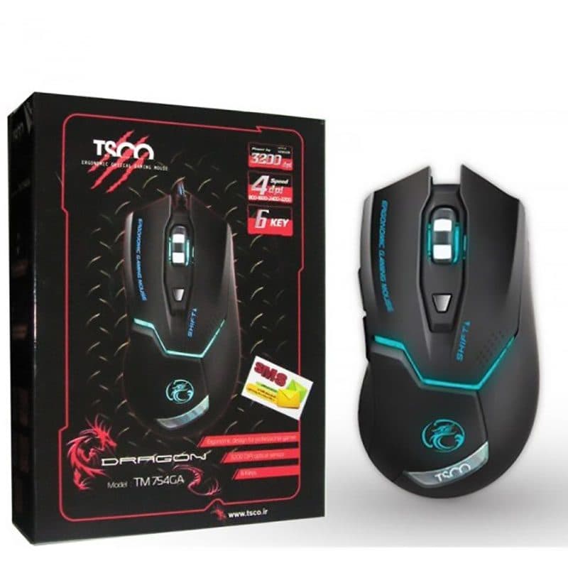 ماوس مخصوص بازی تسکو مدل Dragon TM 754GA ا TSCO Dragon TM 754GA Gaming Mouse کد 6796