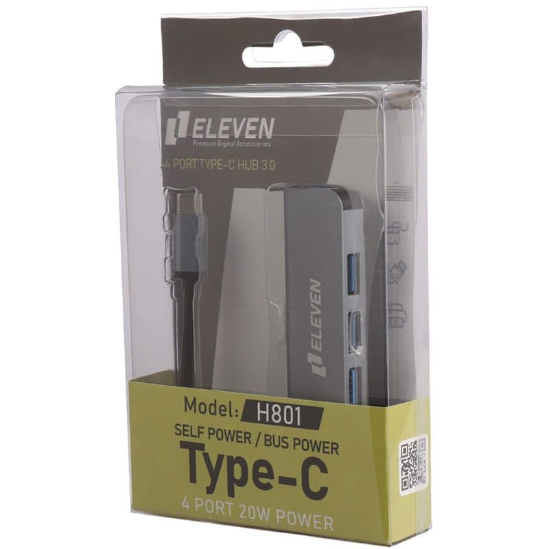 هاب Eleven H801 Type-C USB3.0 4Port ا Eleven H801 Type-C USB3.0 4Port HUB کد 6789