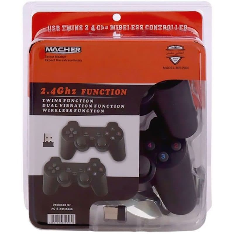دسته بازی بی سیم دوبل شوک دار Macher MR-W64 PC ا Macher MR-W64 PC Gaming Controller کد 6815 — تصویر ۴