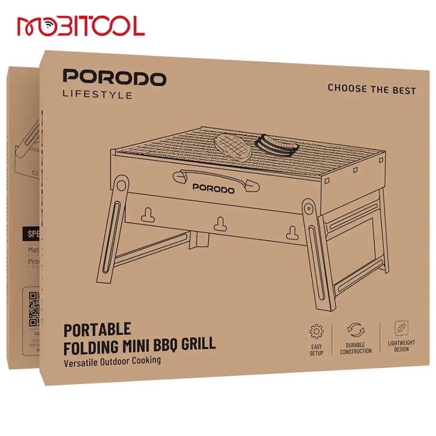 باربیکیو ذغالی تاشو قابل حمل پرودو Porodo Portable Folding Mini BBQ Grill PDLFSTMSC — تصویر ۴
