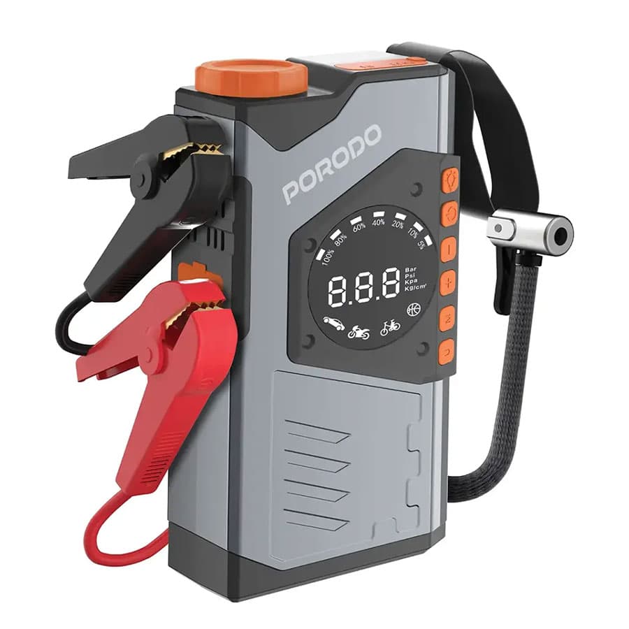 پمپ باد و جامپ استارتر چندکاره پرودو Porodo VoltBoost 10000mAh Compact Utility Tool PDPBA10
