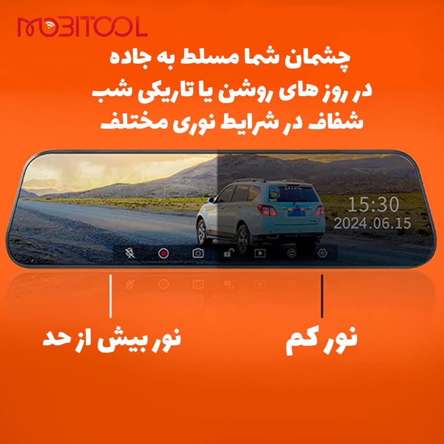 آینه دوربین دار Full HD خودرو پرودو Porodo Mirror Camera Full HD Recording LFS086 — تصویر ۵
