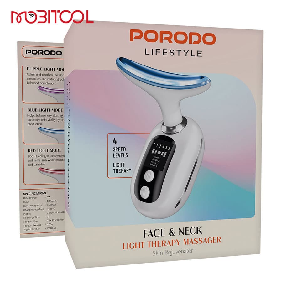 ماساژور صورت و گردن شارژی پرودو Porodo Face & Neck Light Therapy Massager PDHY48 — تصویر ۸