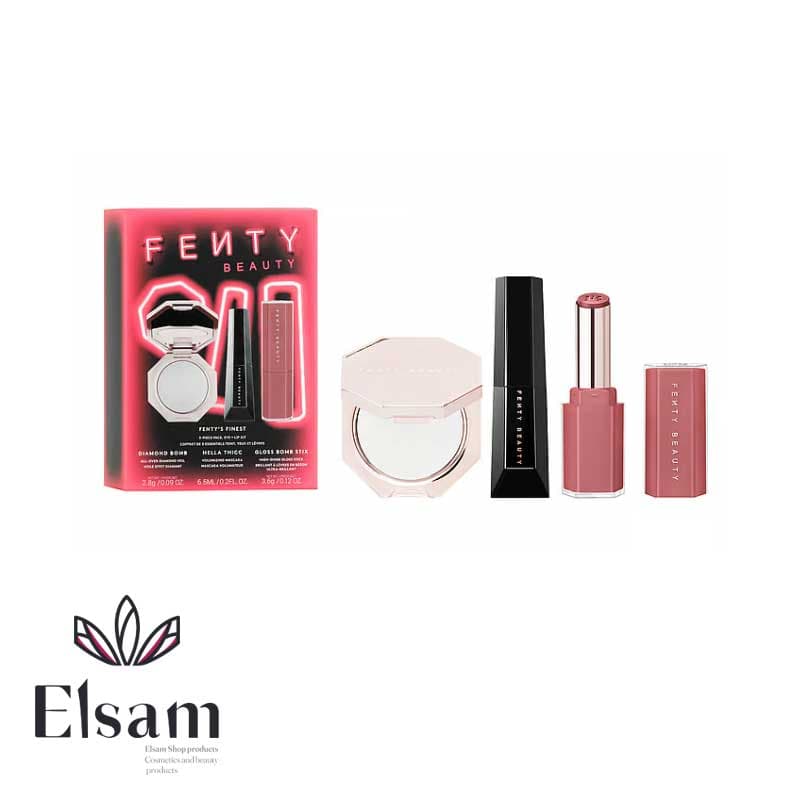 پک سه تایی ریمل ، هایلایتر و رژلب فنتی بیوتی Fenty Beauty 3 Piece Face + Eye + Lip
