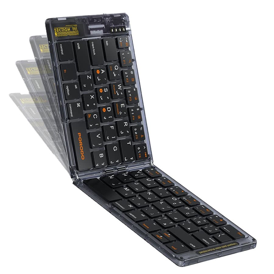 کیبورد بلوتوثی تاشو پرودو Porodo Crystal Shell Wireless Keyboard PD-ETK03
