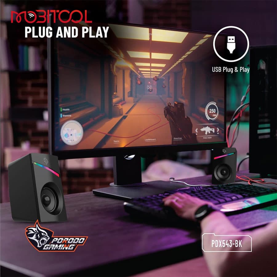اسپیکر دسکتاپ گیمینگ پرودو Porodo Gaming PDX543 Stereo Speakers — تصویر ۸
