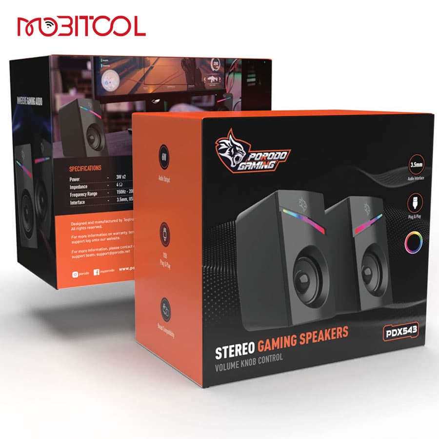 اسپیکر دسکتاپ گیمینگ پرودو Porodo Gaming PDX543 Stereo Speakers — تصویر ۹