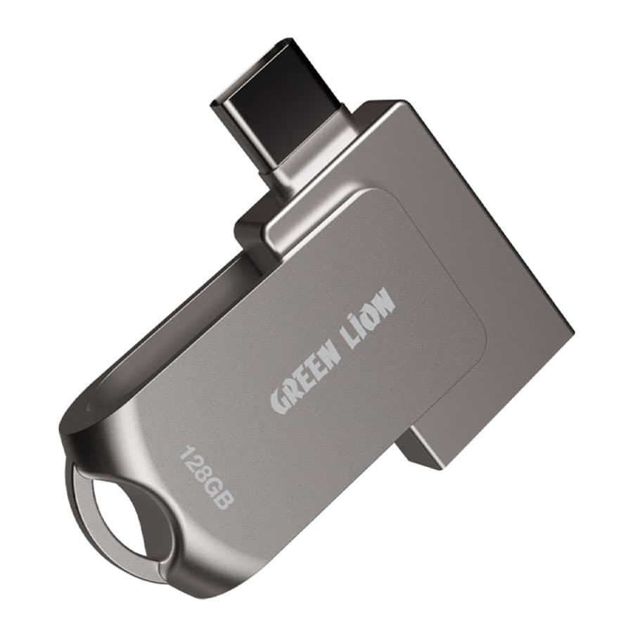 فلش مموری تایپ سی گرین لاین ظرفیت 128 گیگابایت Green Lion 2 in 1 OTG USB-C Flash Drive 128GB
