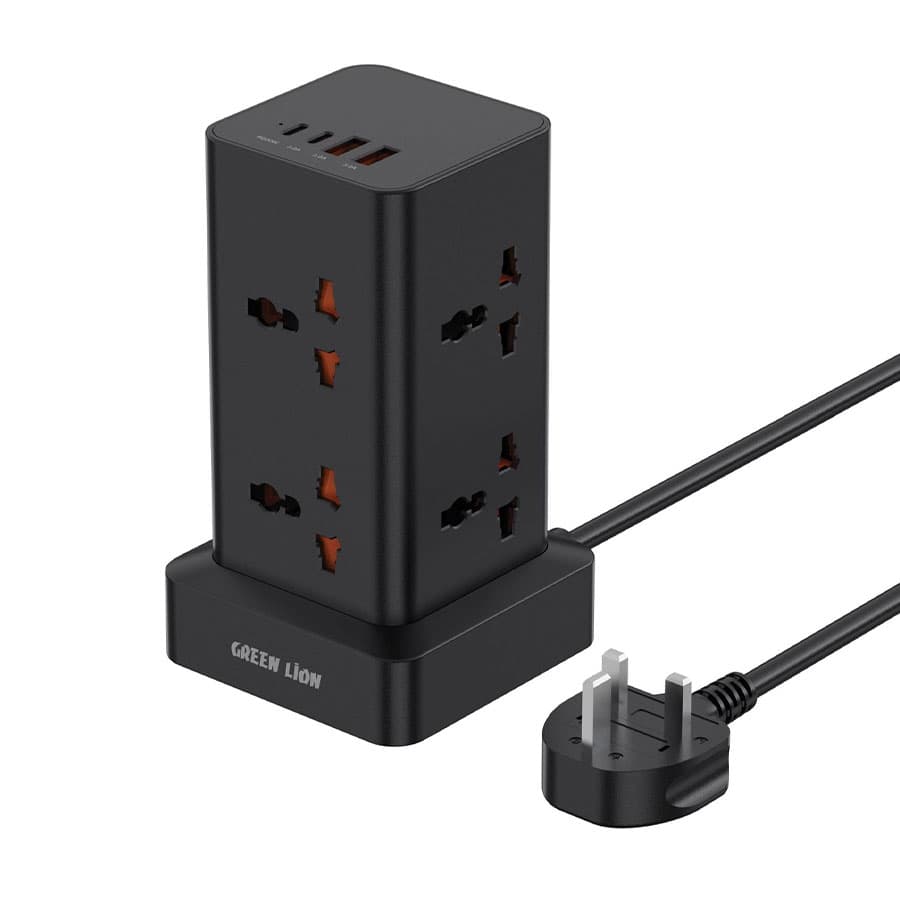 چندراهی برق و شارژر 20 وات گرین لاین Green Lion Power Tower Multi-Port Power Strip
