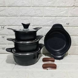 سرویس قابلمه گرانیتی 7 پارچه برند دیگ چت سایز کوچک (دانشجویی) — تصویر ۳