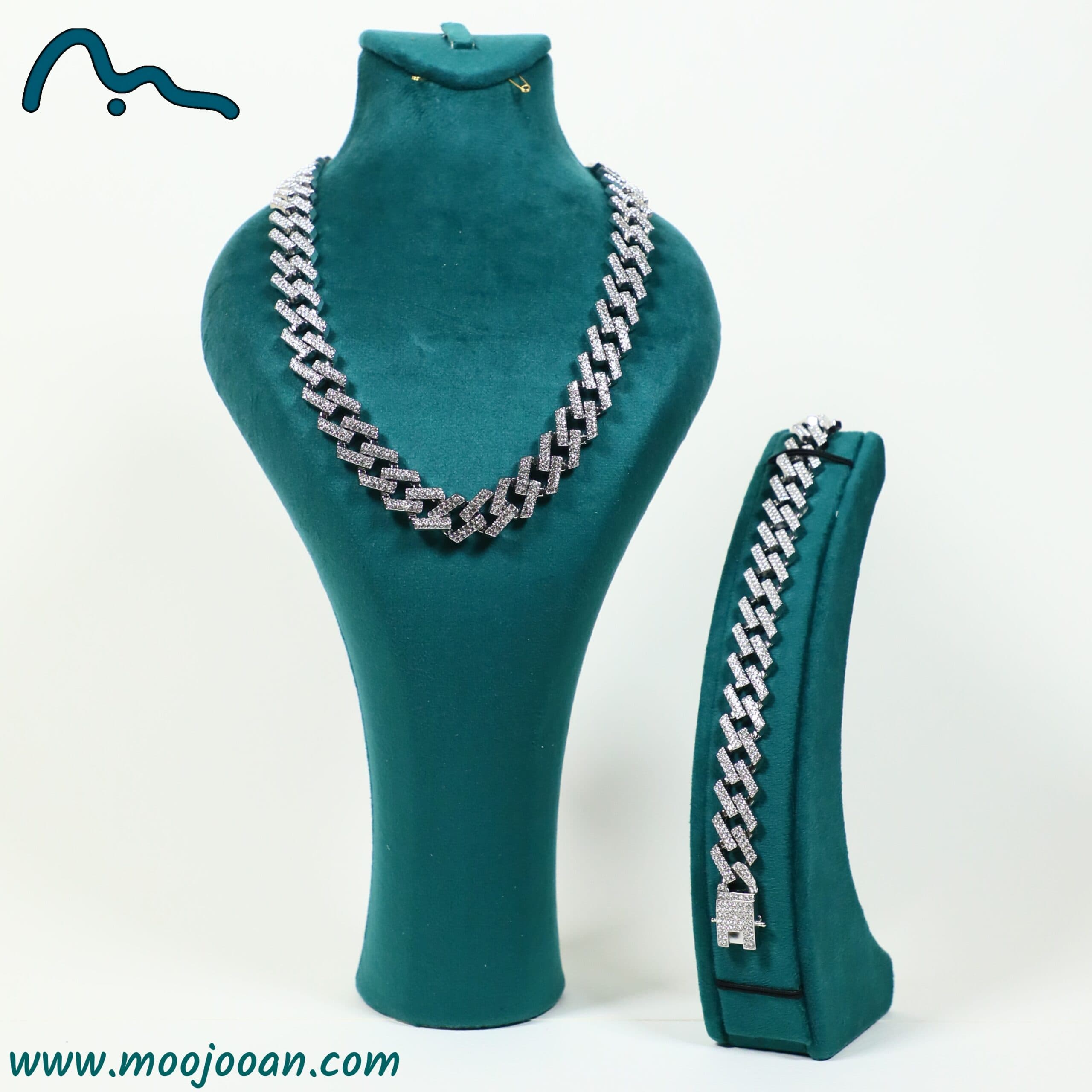 ست فول نگین نقره ای لوزی