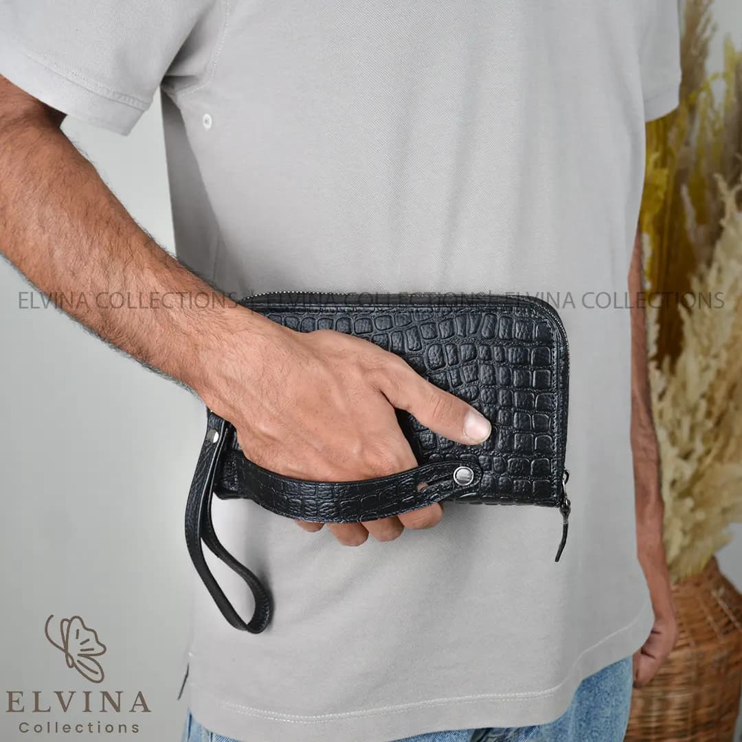 کیف پاسپورتی دستی چرم طبیعی کد 1732 طرح سنگی — تصویر ۳