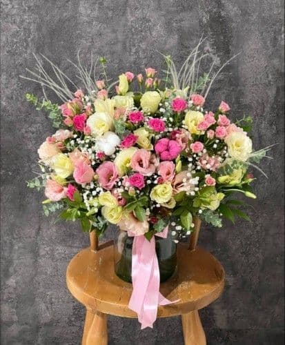 گلدان شیشه ای جارگل میخک و رز مینیاتوری 135