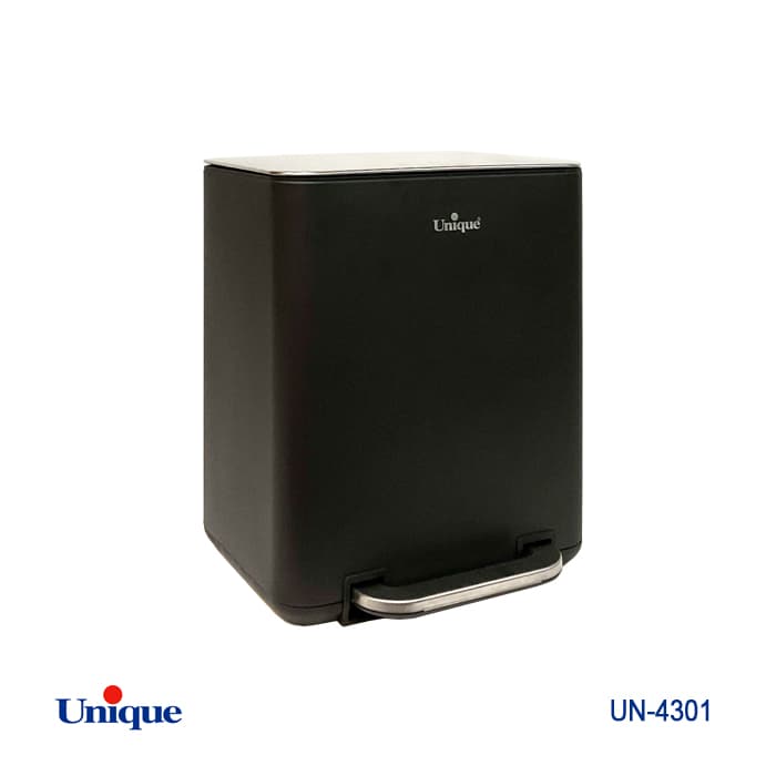 سطل زباله چهارگوش 20 مشکی باآرام بند UN-4301 — تصویر ۲