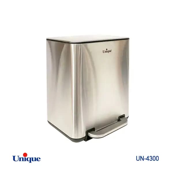سطل زباله چهارگوش 20 لیتر استیل یونیک با آرام بند کد UN-4300 — تصویر ۲