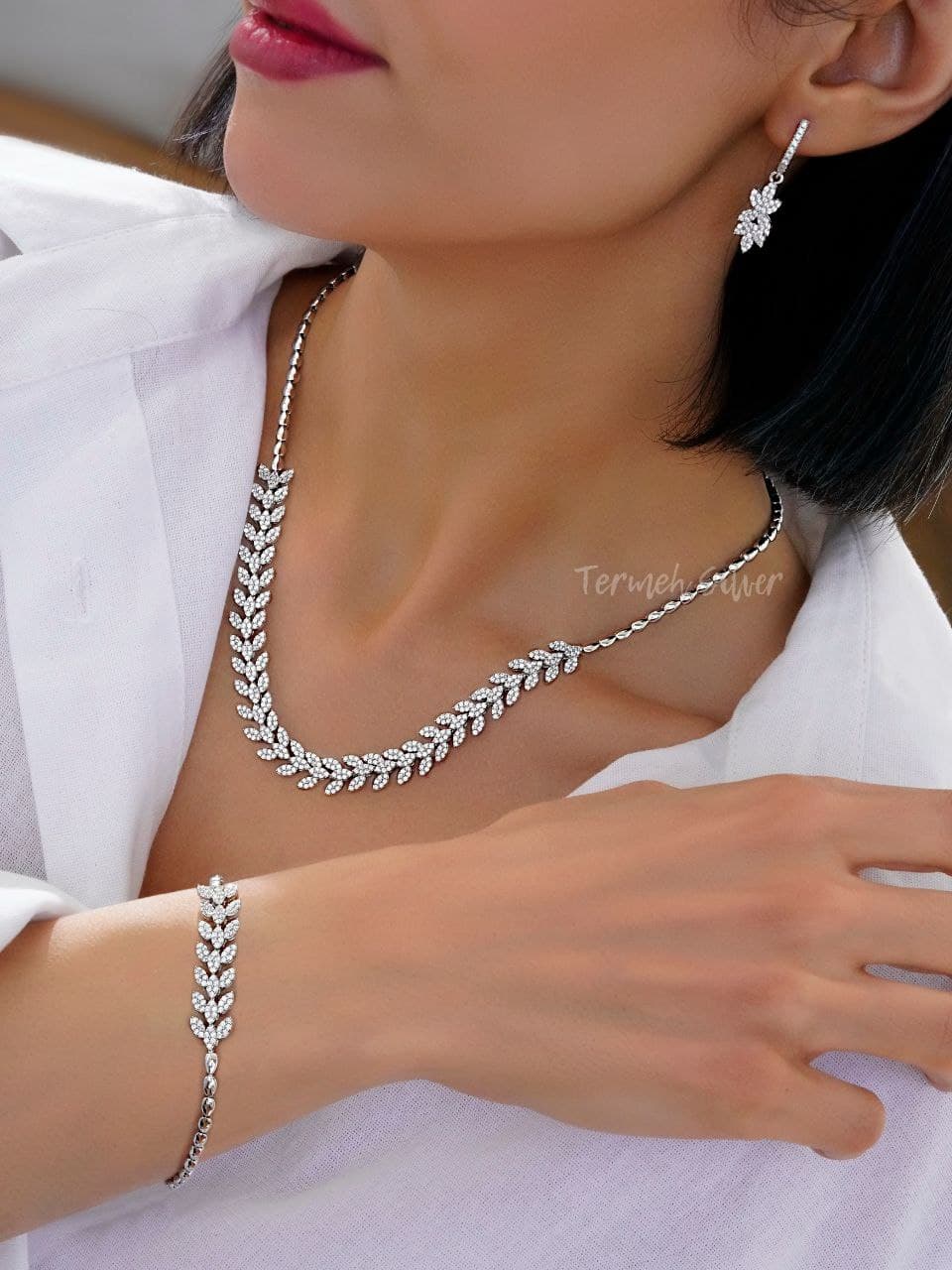 سرویس نقره جواهر طرح زیتونی ST 1029