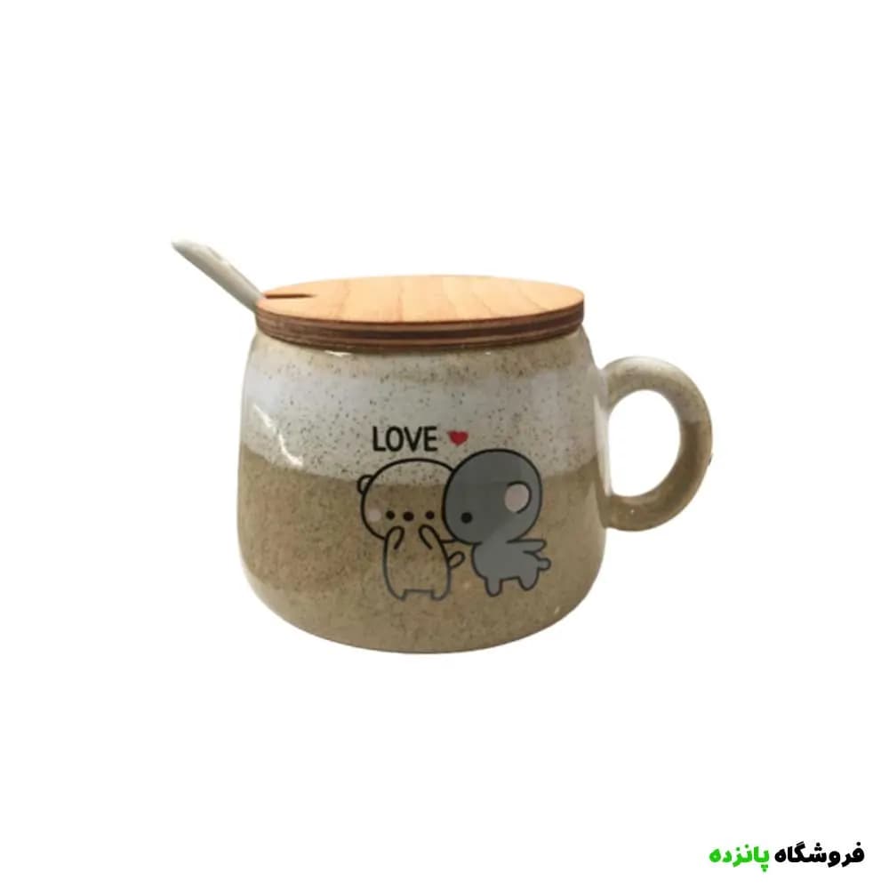 ماگ قاشق دار طرح love (عاشقانه) نسکافه ای