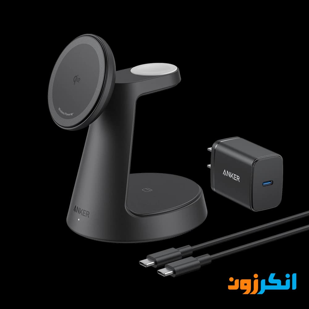 شارژر مگ‌سیف سه کاره انکر با توان 15 وات Qi2 مدل B25M4 — تصویر ۲