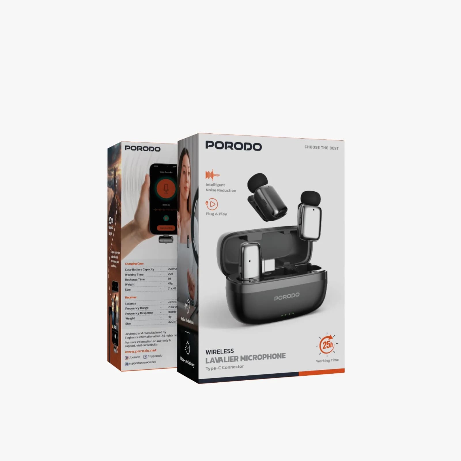 میکروفن یقه ای پرودو مدل Porodo Wireless Lavalier — تصویر ۴