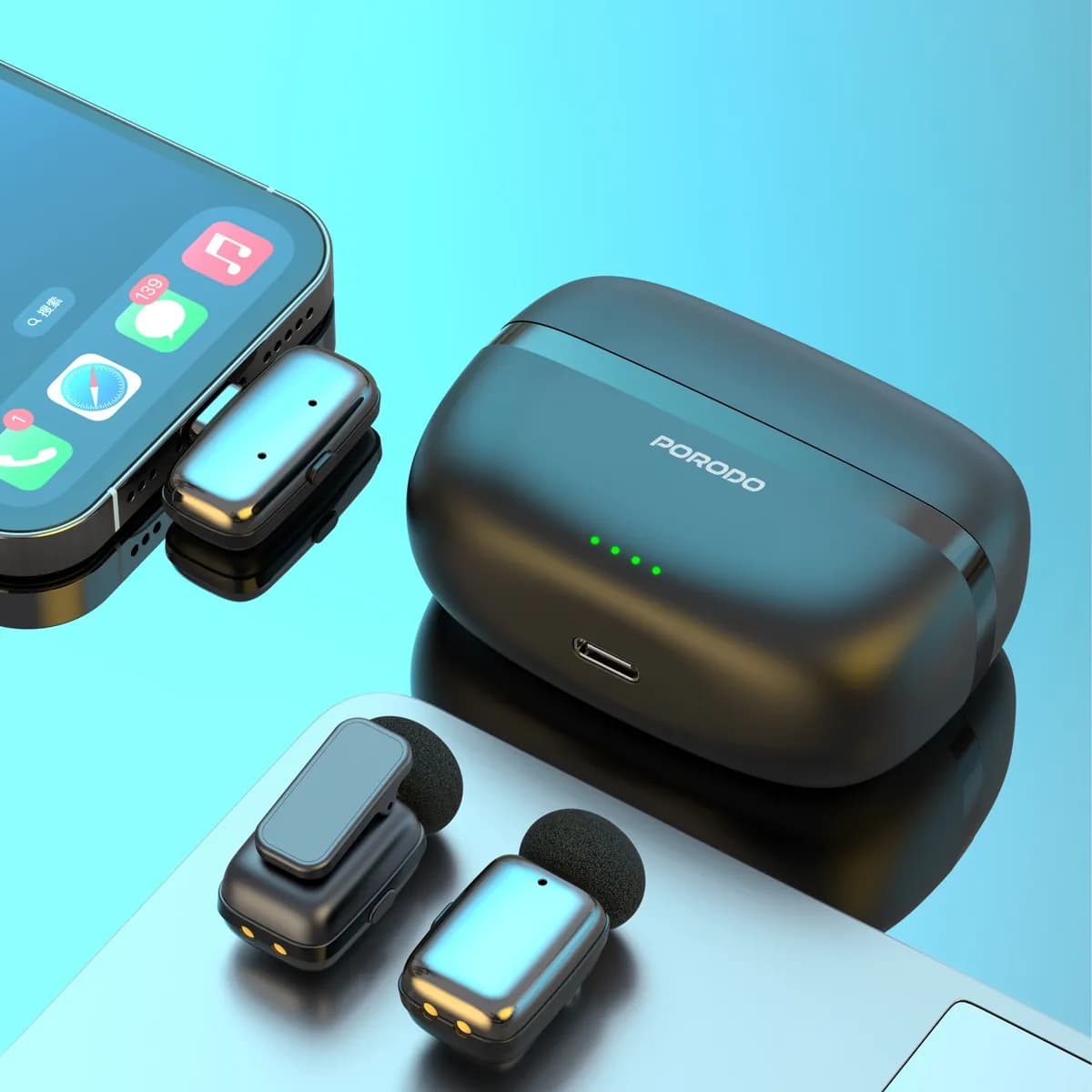 میکروفن یقه ای پرودو مدل Porodo Wireless Lavalier — تصویر ۳