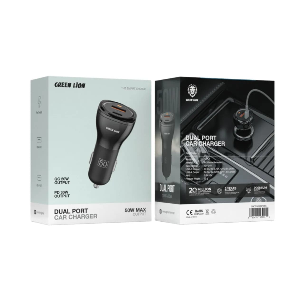 GREEN LION | شارژر فندکی دو پورت Dual Port Car Charger 50W (PD 30W + QC 20W) گرین لاین — تصویر ۸