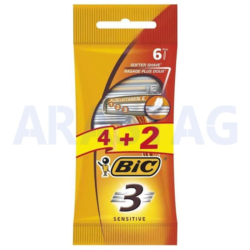 خودتراش سه لبه بیک BIC آقایان مناسب پوست حساس بسته 6 عددی — تصویر ۸