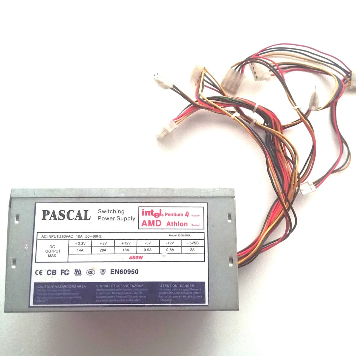 پاور کامپیوتر(منبع تغذیه) پاسکال 450W فن بزرگ Pascal کارکرده 450وات غیرماژولاربدون استاندارد ۸۰ پلاس — تصویر ۴