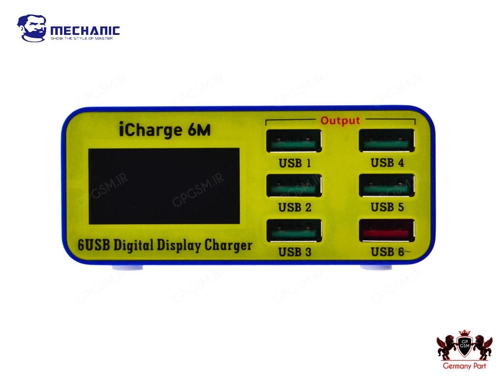 شارژر هاب و تستر 6 پورت فست مکانیک – 6PORT USB INTELLIGENT FAST LIGHTNING I CHARGE 6M MECHANIC — تصویر ۳