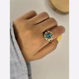 انگشتر نقره زنانه نگین فیروزه نیشابوری کد 11 — تصویر ۵