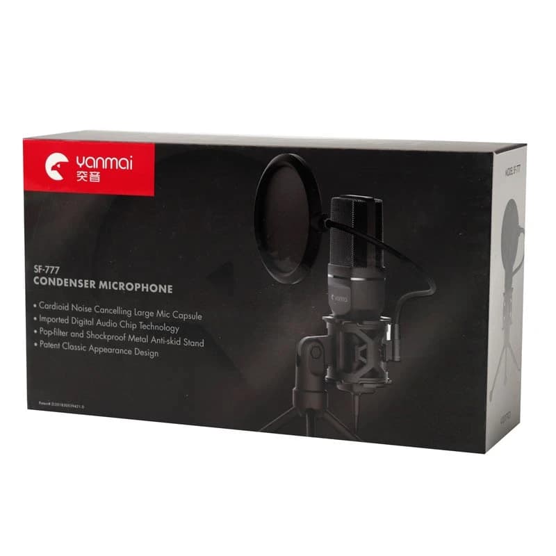 میکروفون کندانسور و سه پایه لرزشگیر Yanmai SF-777 + پاپ فیلتر — تصویر ۸