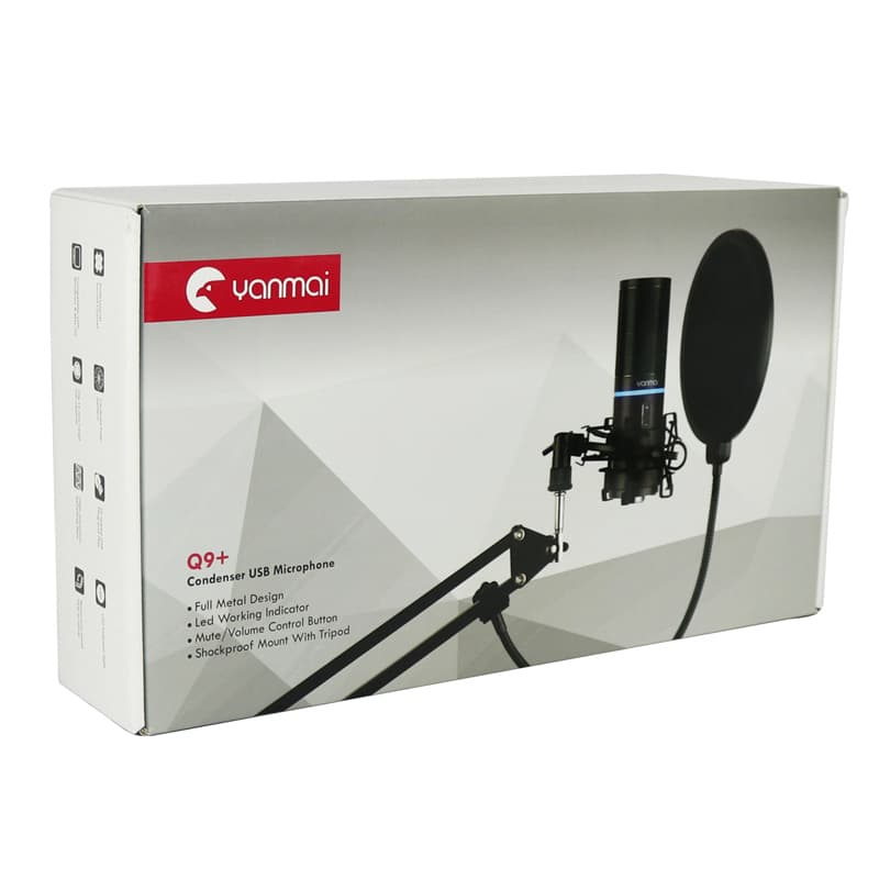 میکروفون کندانسور و پایه لرزشگیر Yanmai Q9 Plus + پاپ فیلتر — تصویر ۱۱