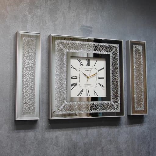 ساعت دیواری آینه ای طرح گل دار