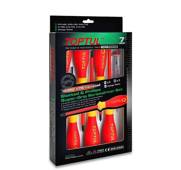 ست پیچ گوشتی عایق برق فشار قوی تاپ تول 7 عددی مدل GFE-0701