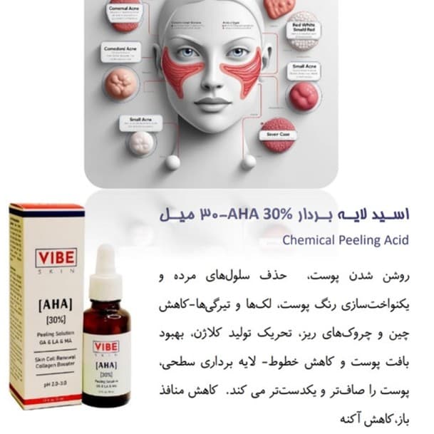 سرم اسید لایه بردار 30% AHA وایب اسکین — تصویر ۷