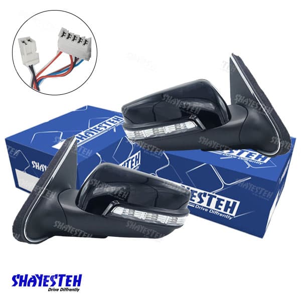 آینه برقی راهنمادار پژو پارس قدیم با قاب مشکی(سوکت قدیم) برند SHAYESTEH شرکتی