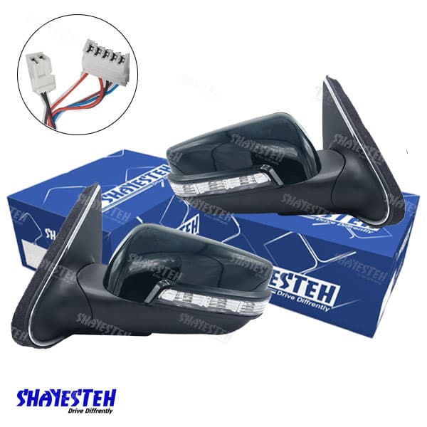 آینه برقی راهنمادار پژو پارس قدیم با قاب یشمی(سوکت قدیم) بدون لرزش برند SHAYESTEH شرکتی