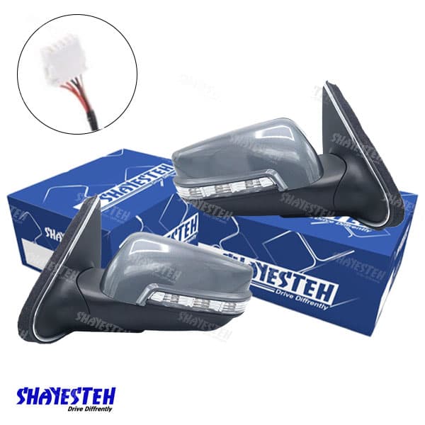 آینه برقی راهنمادار پژو 405 با قاب خاکستری(سوکت قدیم) بدون لرزش برند SHAYESTEH شرکتی