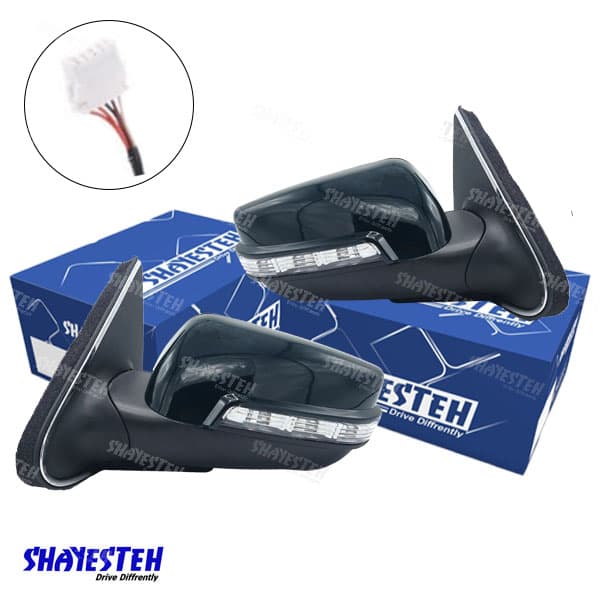 آینه برقی راهنمادار پژو 405 با قاب یشمی(سوکت قدیم) بدون لرزش برند SHAYESTEH شرکتی